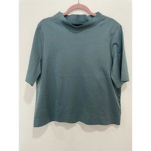 COS Boxy Mock-neck Jersey Top - Turquoise Size M